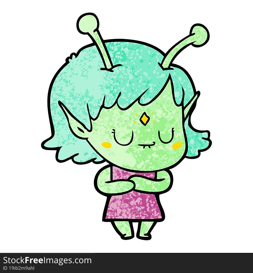 cartoon alien girl. cartoon alien girl