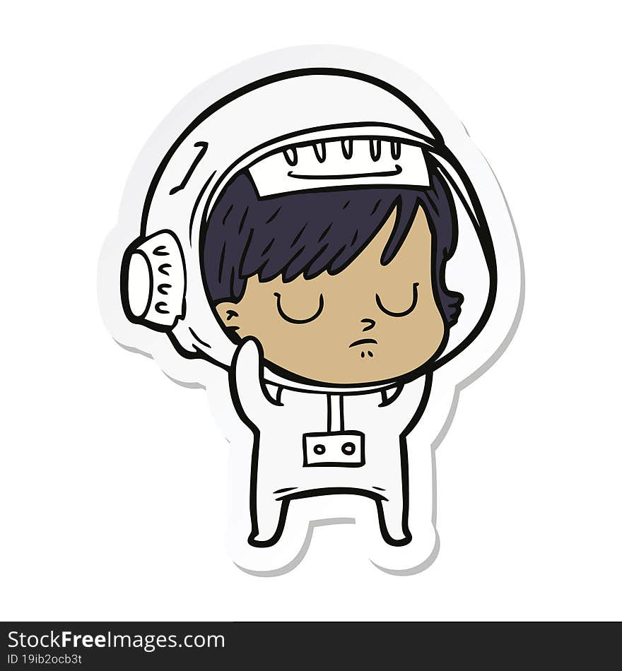 sticker of a cartoon astronaut woman