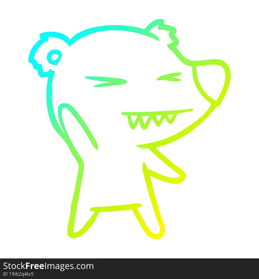 cold gradient line drawing angry polar bear cartoon