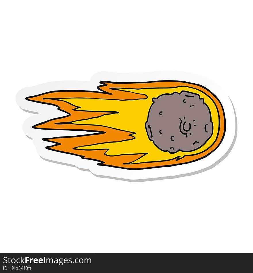 Sticker Of A Cartoon Comet