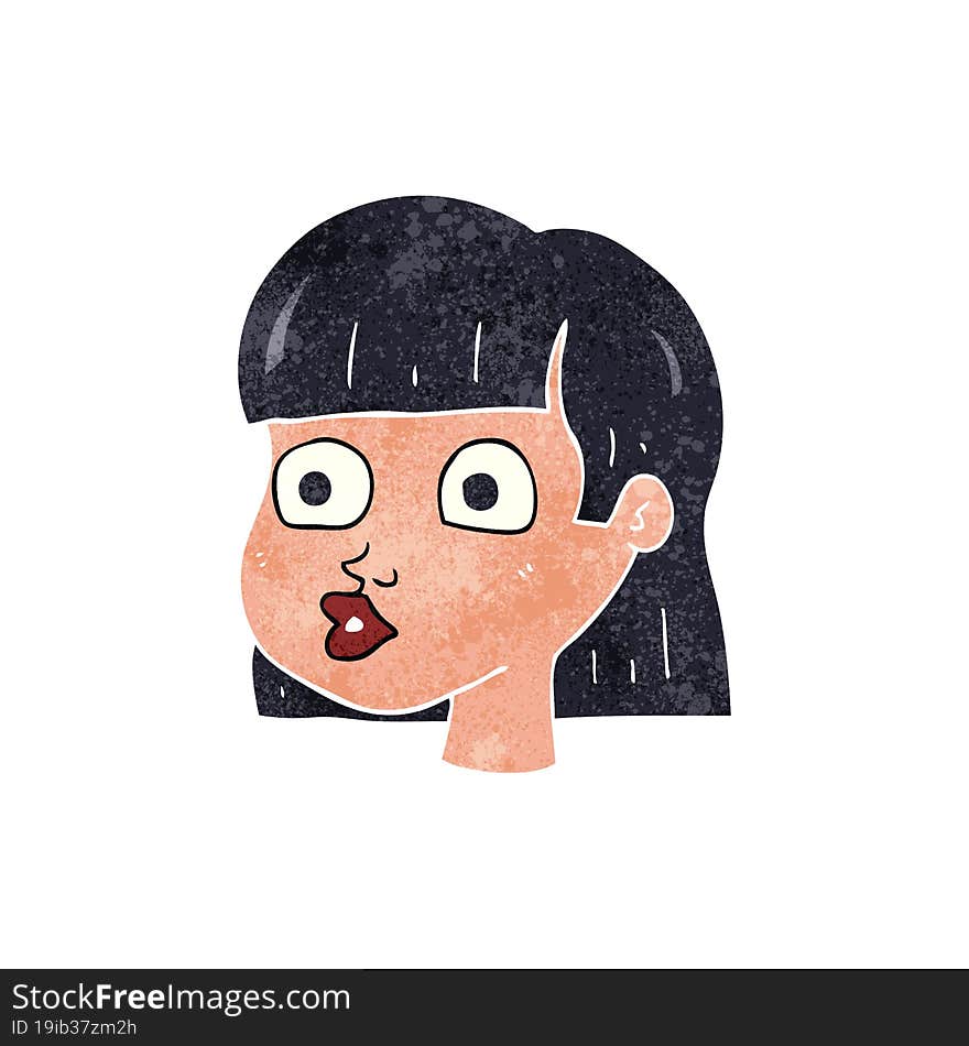 retro cartoon female face