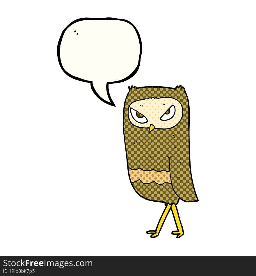 Comic Book Speech Bubble Cartoon Owl