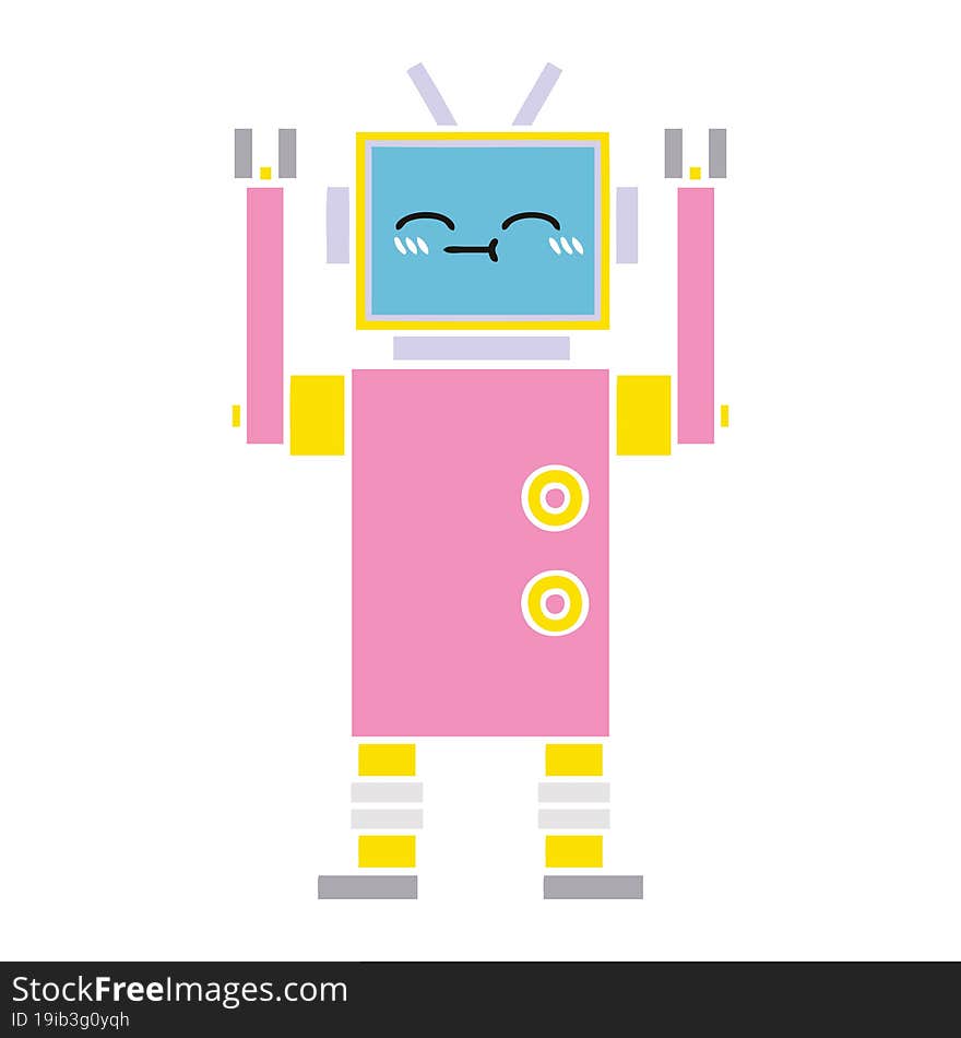 flat color retro cartoon of a robot