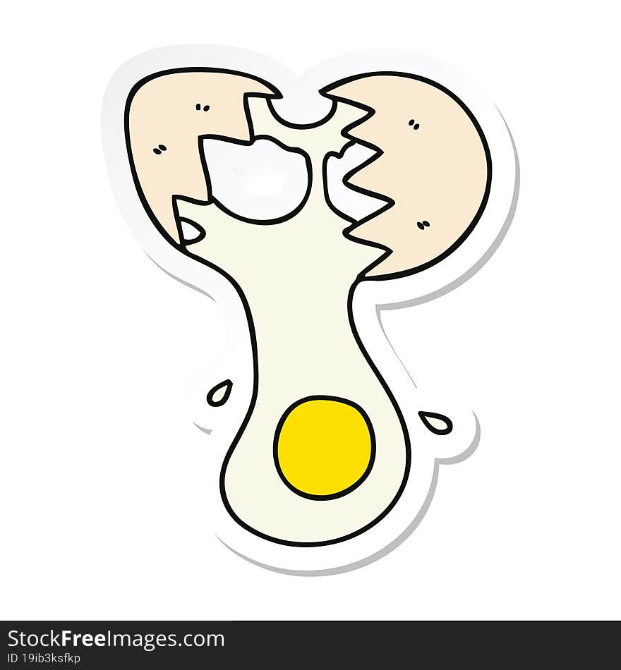 sticker of a quirky hand drawn cartoon cracked egg