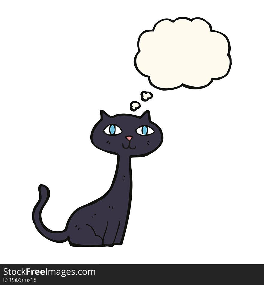 Cartoon Black Cat With Thought Bubble