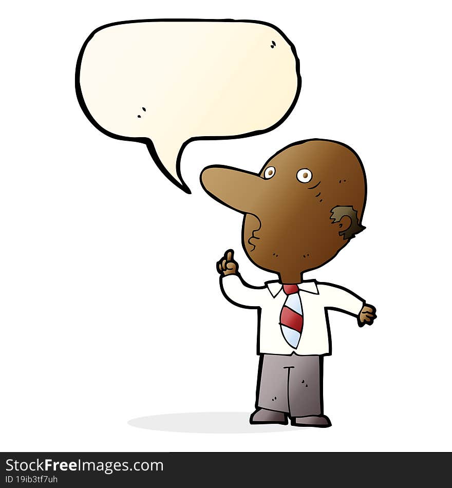 Cartoon Bald Man Asking Question With Speech Bubble