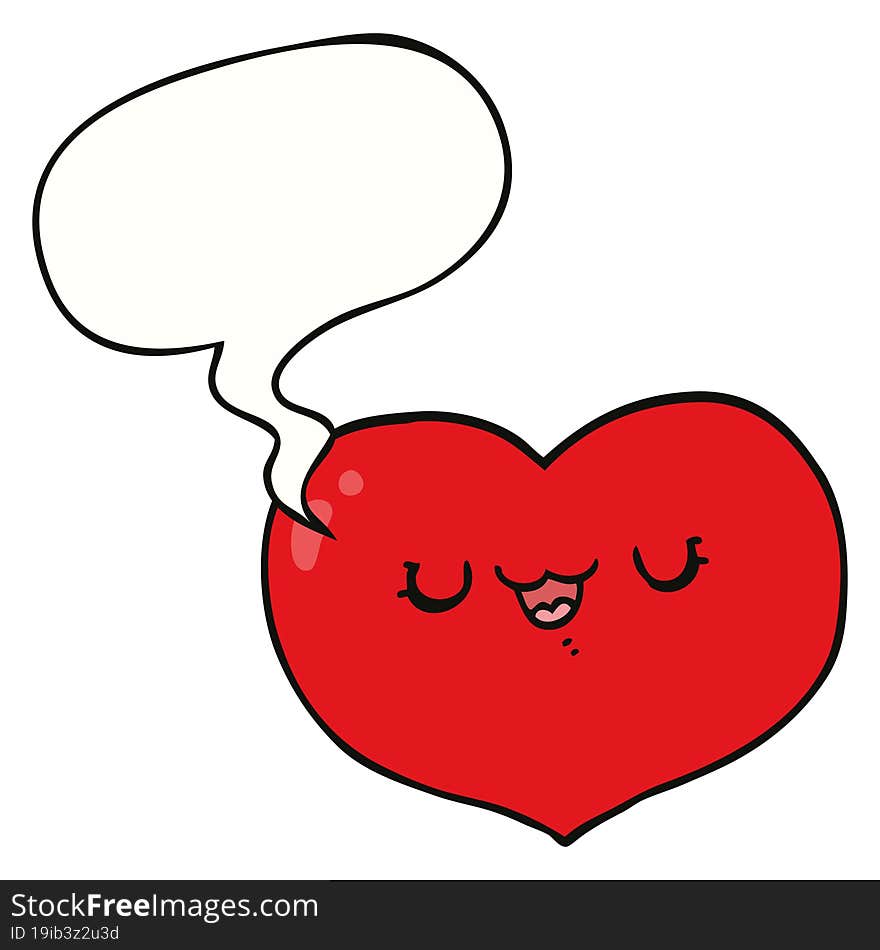 cartoon love heart with speech bubble. cartoon love heart with speech bubble