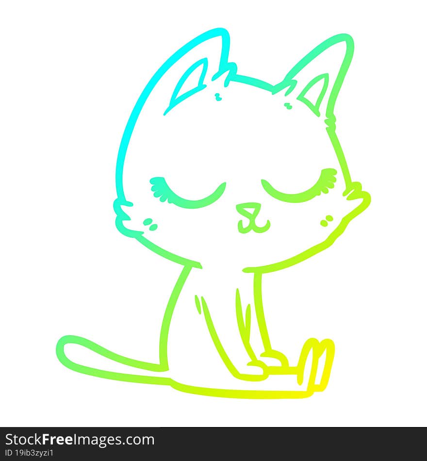 cold gradient line drawing calm cartoon cat