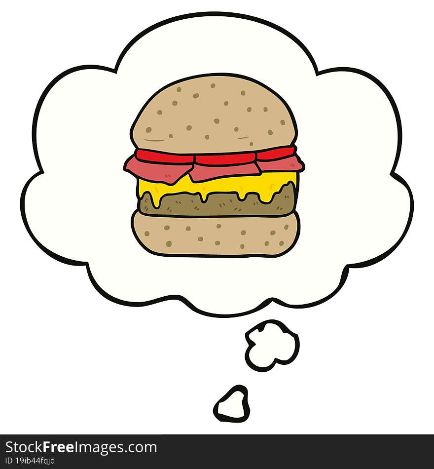 cartoon burger and thought bubble