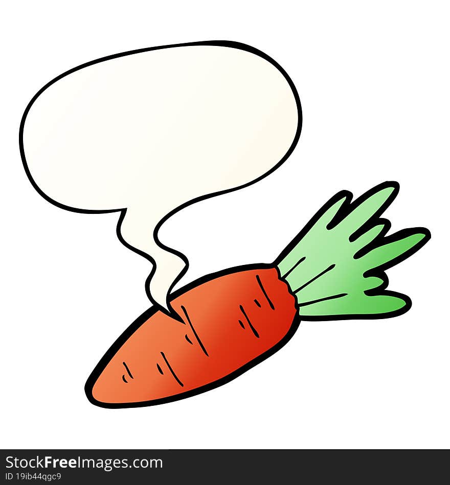 cartoon carrot and speech bubble in smooth gradient style