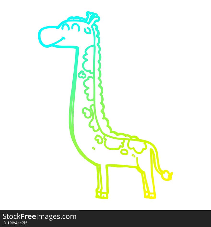 cold gradient line drawing cartoon giraffe