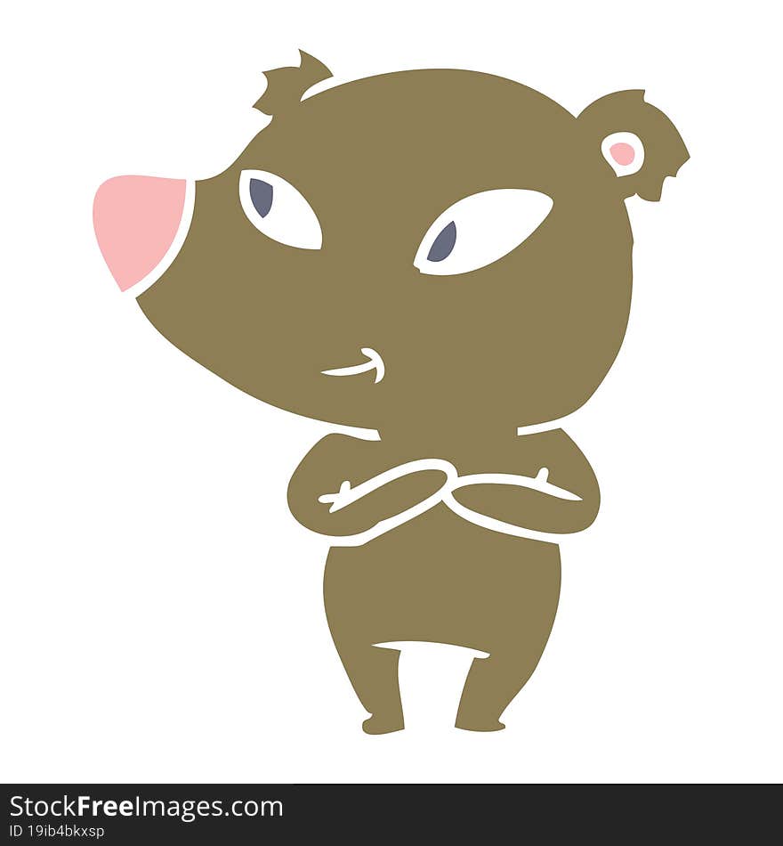 cute flat color style cartoon bear