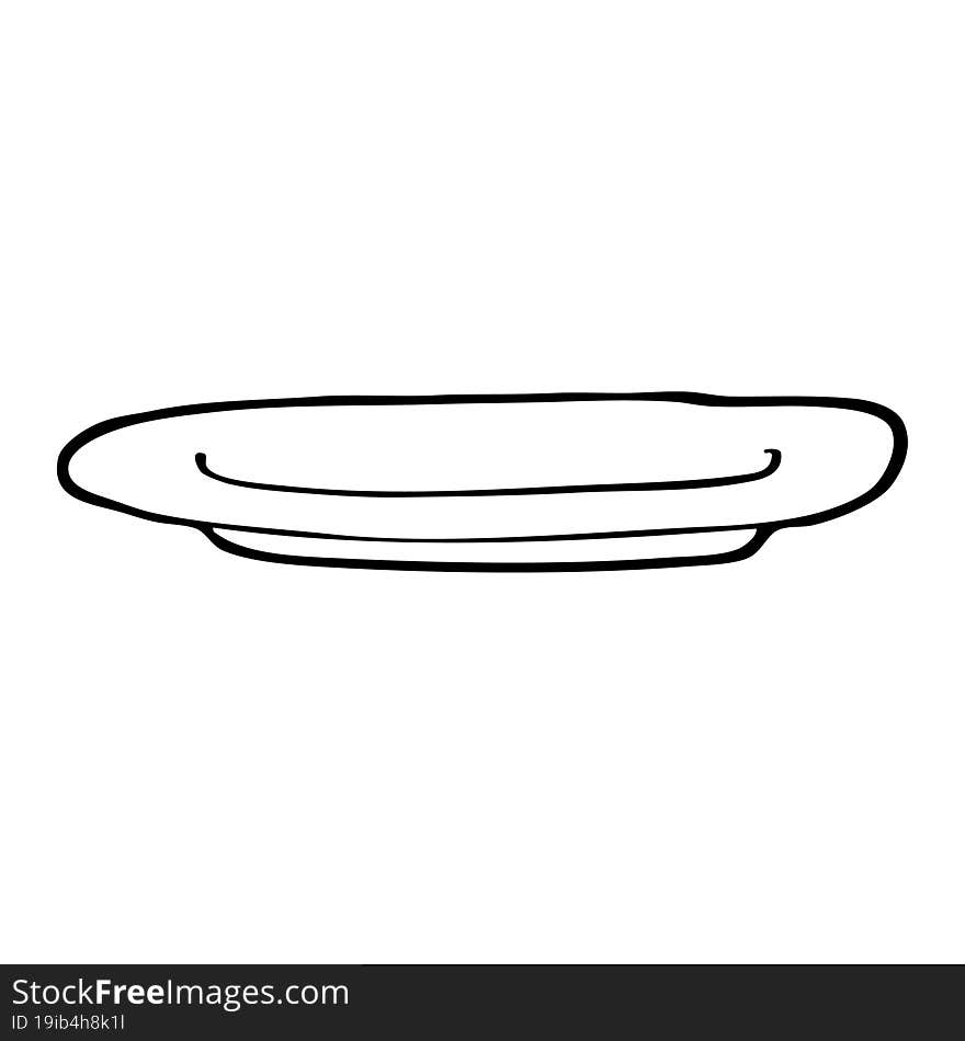 black and white cartoon empty plate