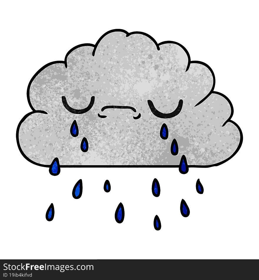 Textured Cartoon Of Cute Crying Cloud