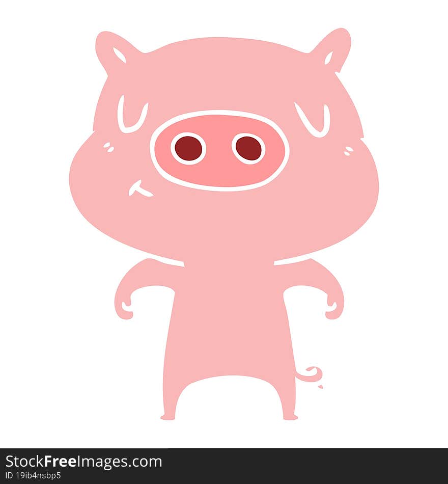 flat color style cartoon content pig