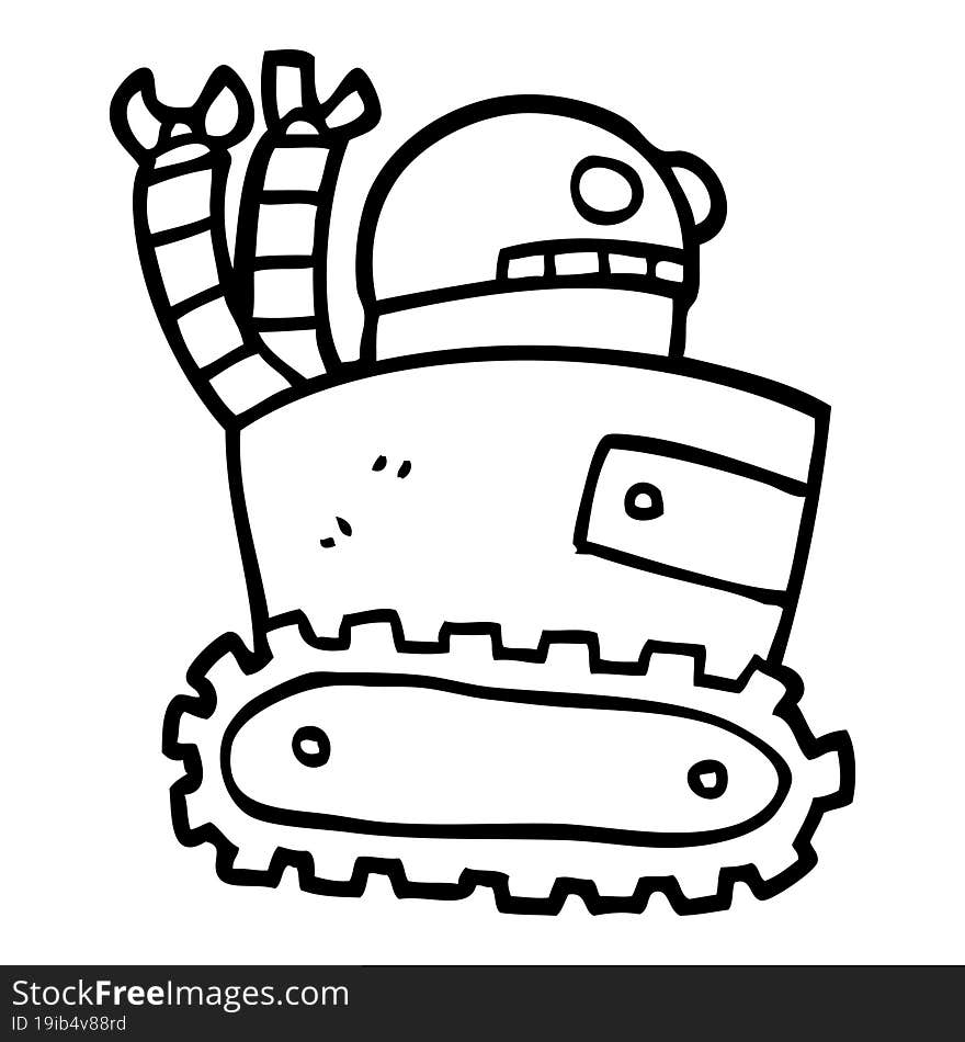 line drawing cartoon robot