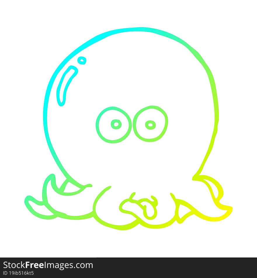 Cold Gradient Line Drawing Cartoon Octopus