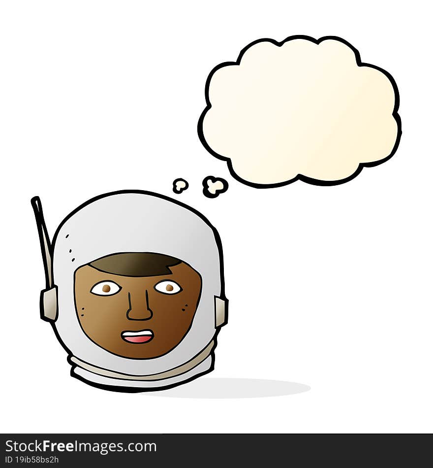 Cartoon Astronaut Head With Thought Bubble