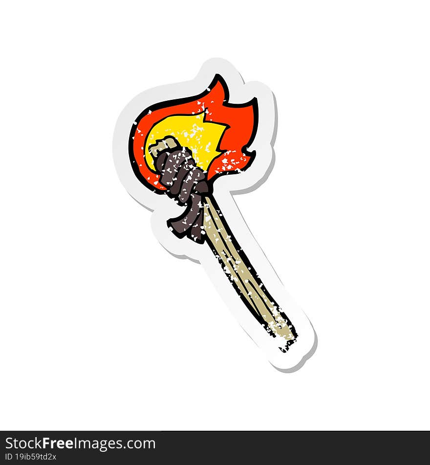 retro distressed sticker of a cartoon burning torch