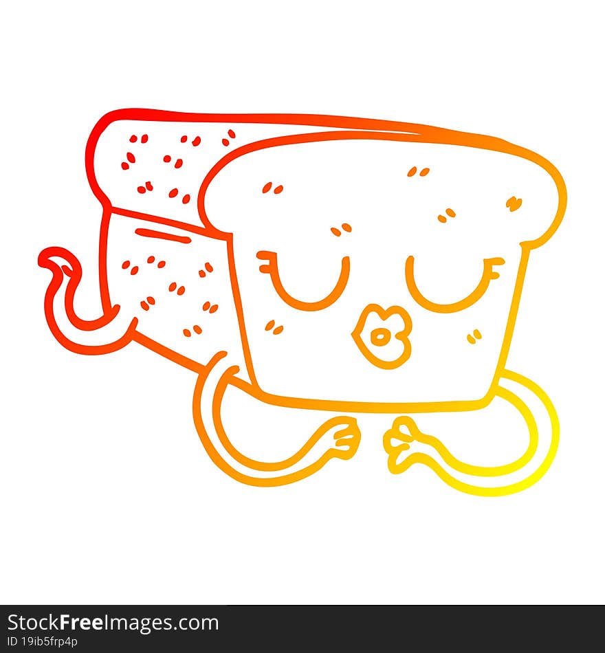 warm gradient line drawing of a cartoon loaf of bread