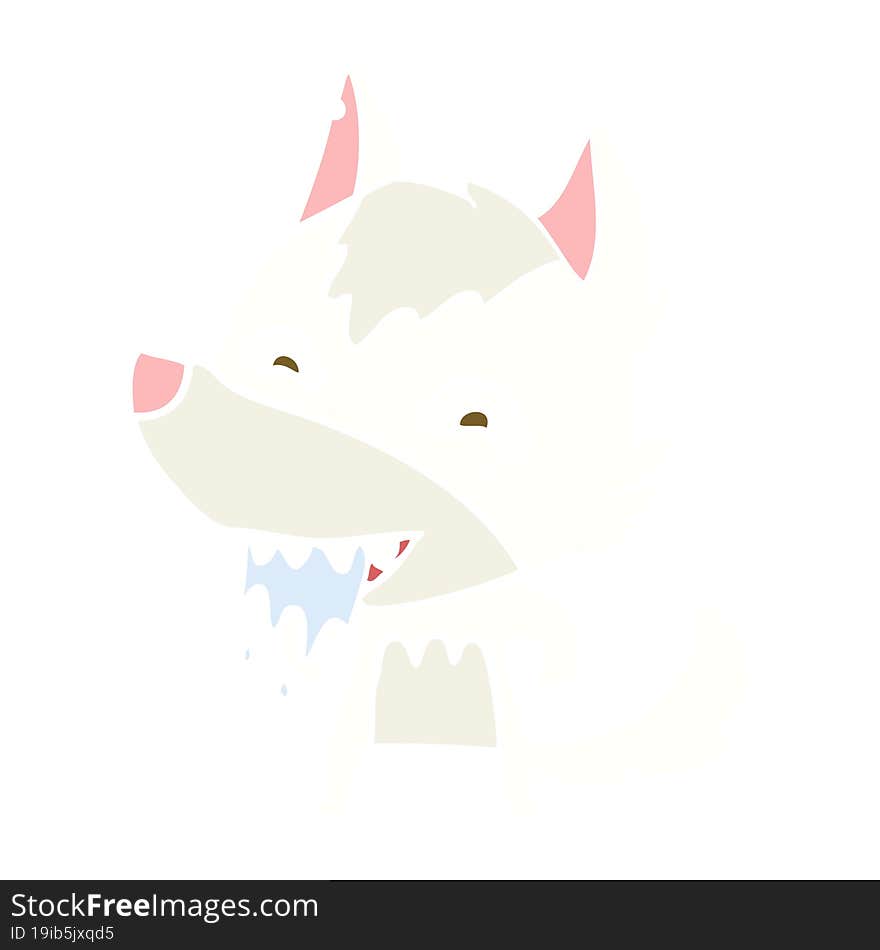 flat color style cartoon hungry wolf