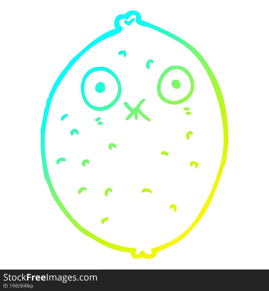 cold gradient line drawing cartoon bitter lemon