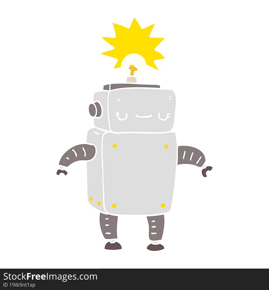 Flat Color Style Cartoon Robot