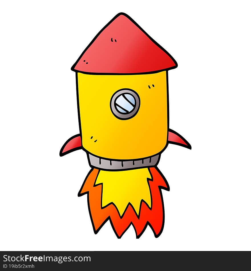 cartoon doodle space rocket