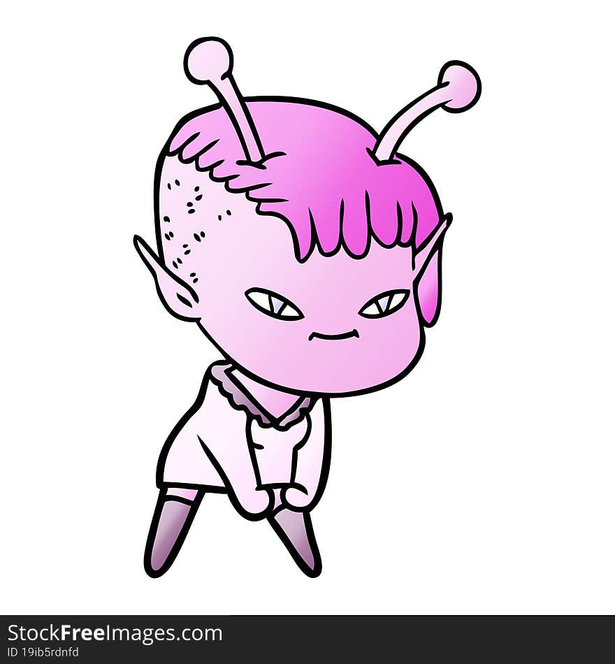 cute cartoon alien girl. cute cartoon alien girl