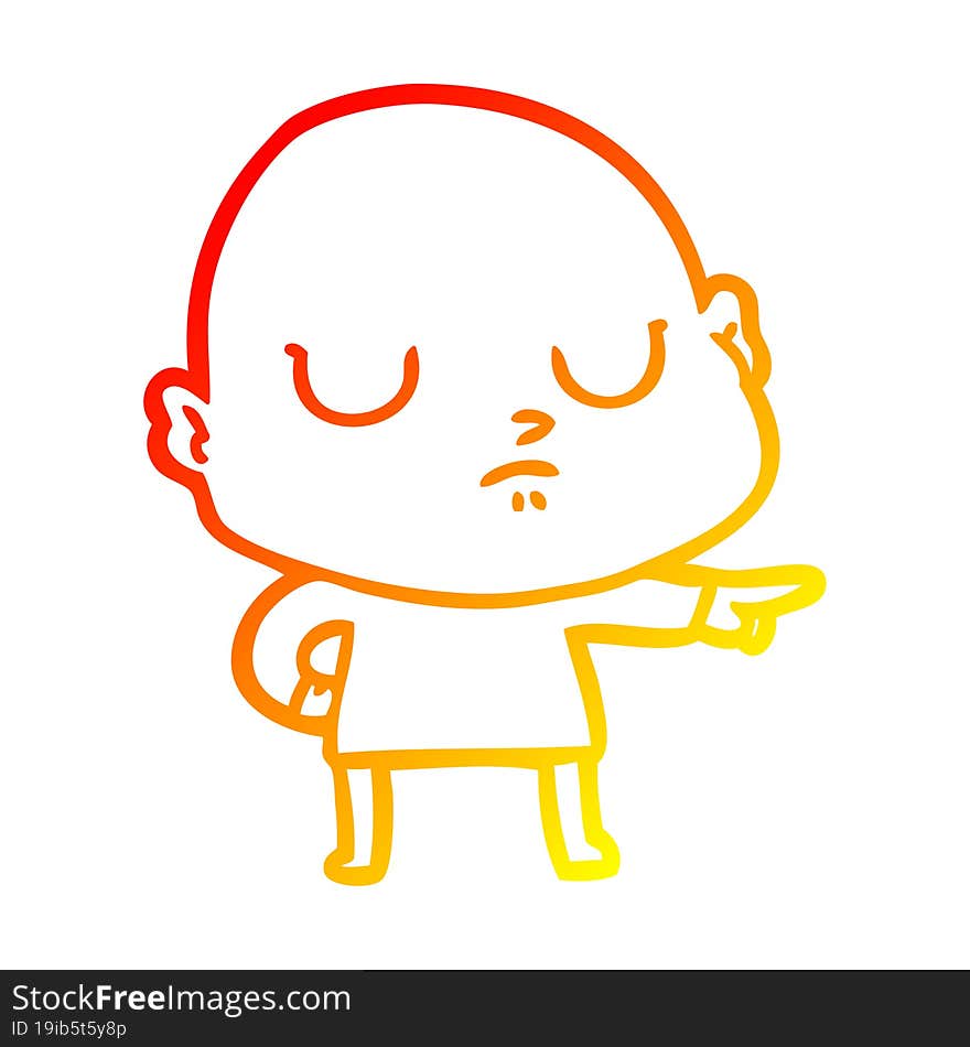 warm gradient line drawing of a cartoon bald man