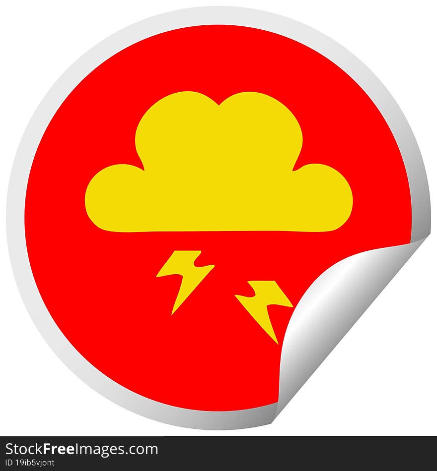 circular peeling sticker cartoon thunder cloud