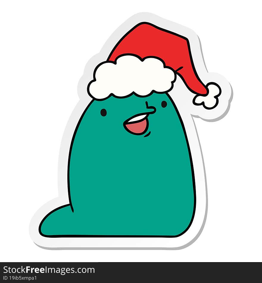 christmas sticker cartoon of kawaii slug