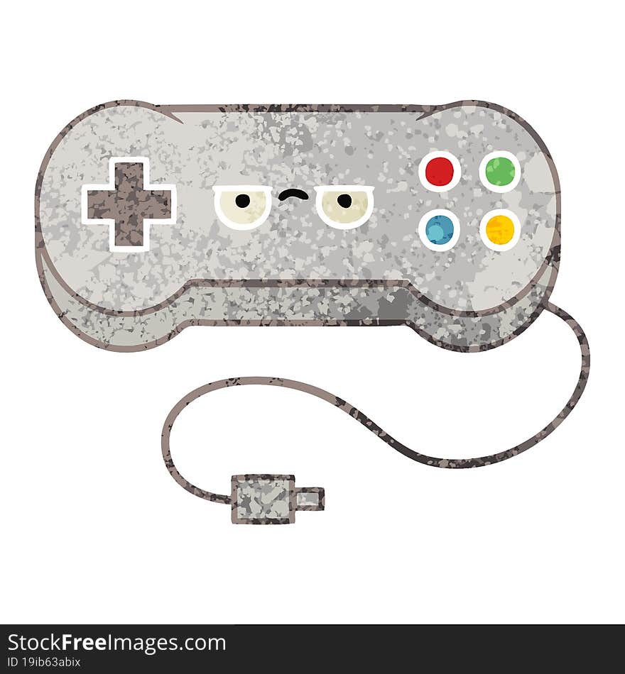 retro illustration style cartoon game controller