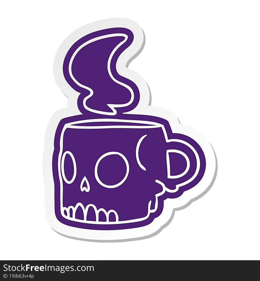 Cartoon Sticker Of A Skull Mug