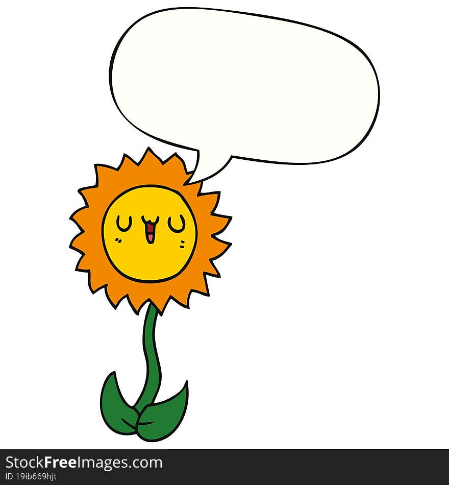 cartoon flower and speech bubble