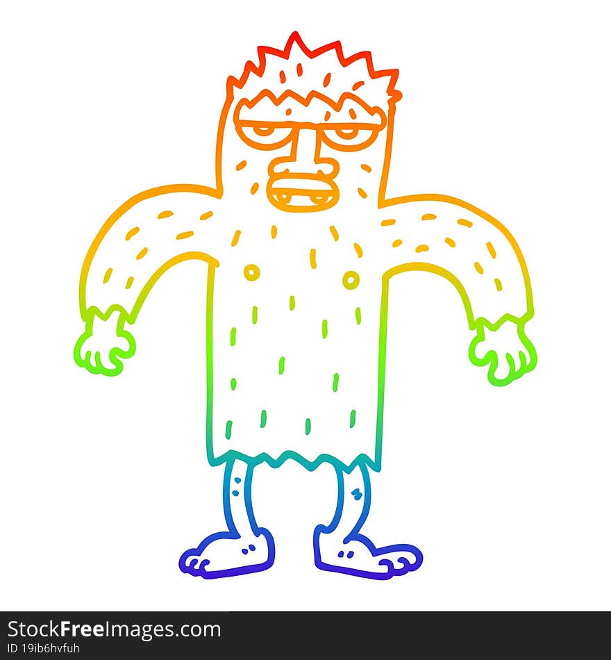 rainbow gradient line drawing cartoon yeti monster