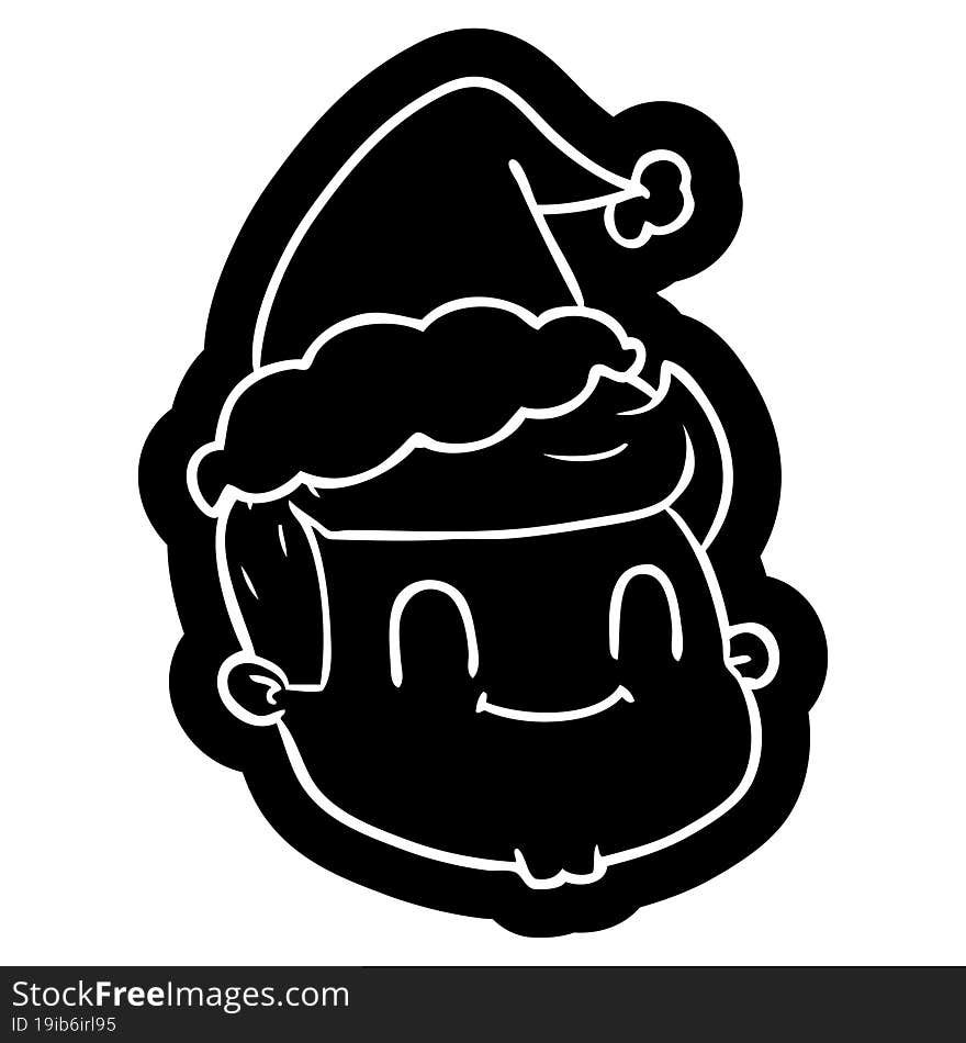 cartoon icon of a male face wearing santa hat