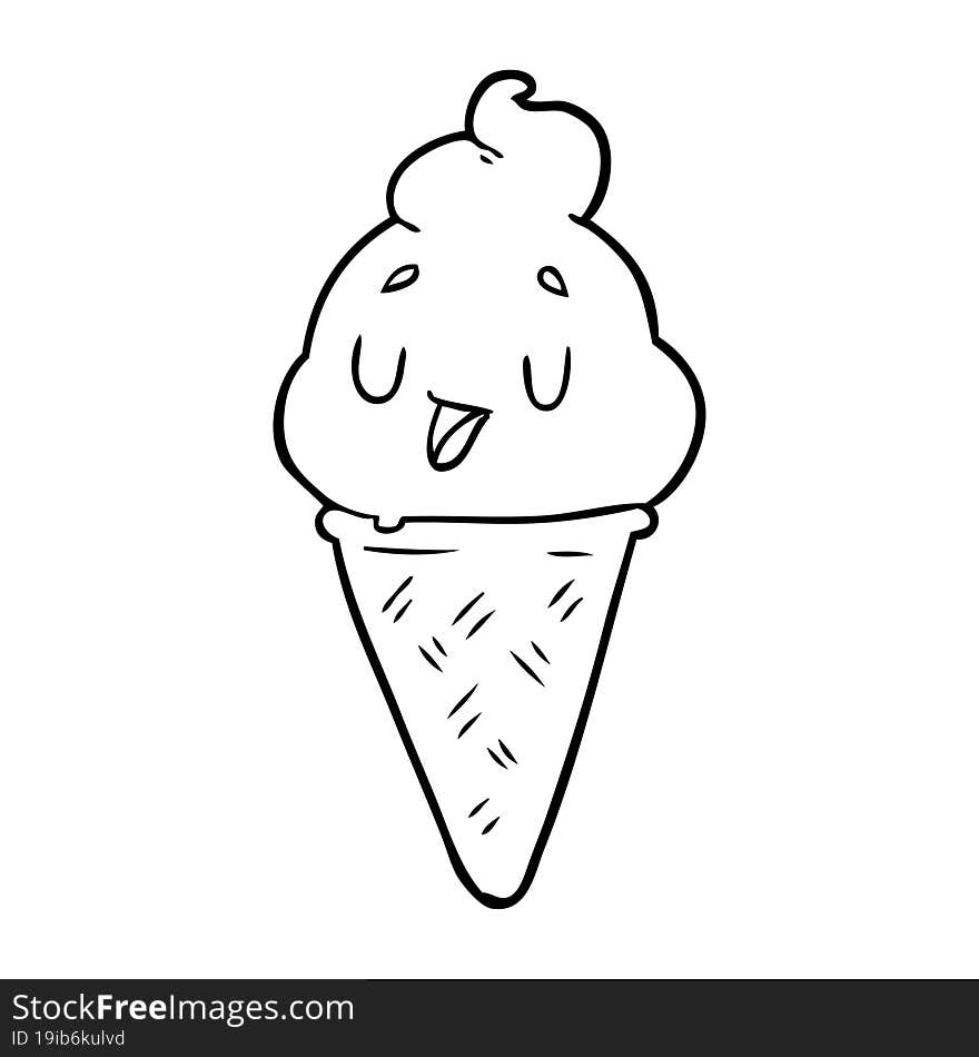 cute line drawing of a ice cream. cute line drawing of a ice cream