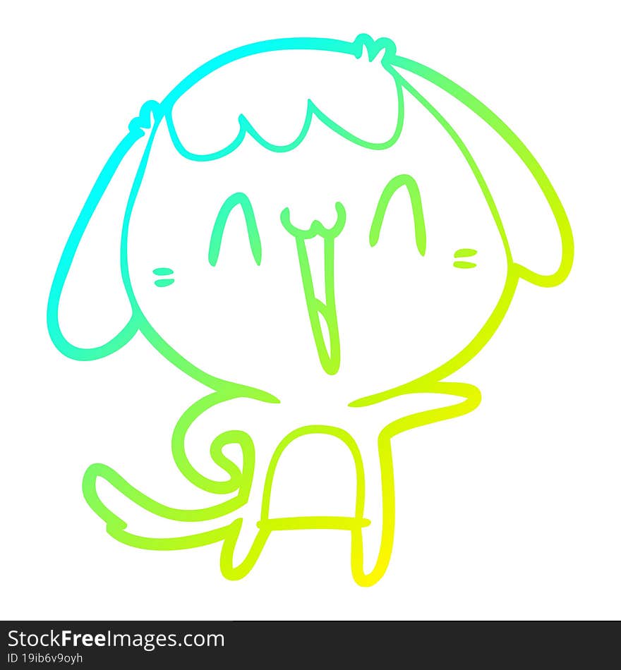 cold gradient line drawing cartoon laughing dog