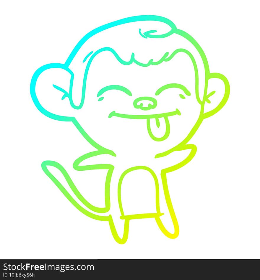 cold gradient line drawing funny cartoon monkey