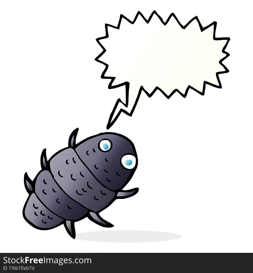 cartoon bug with speech bubble