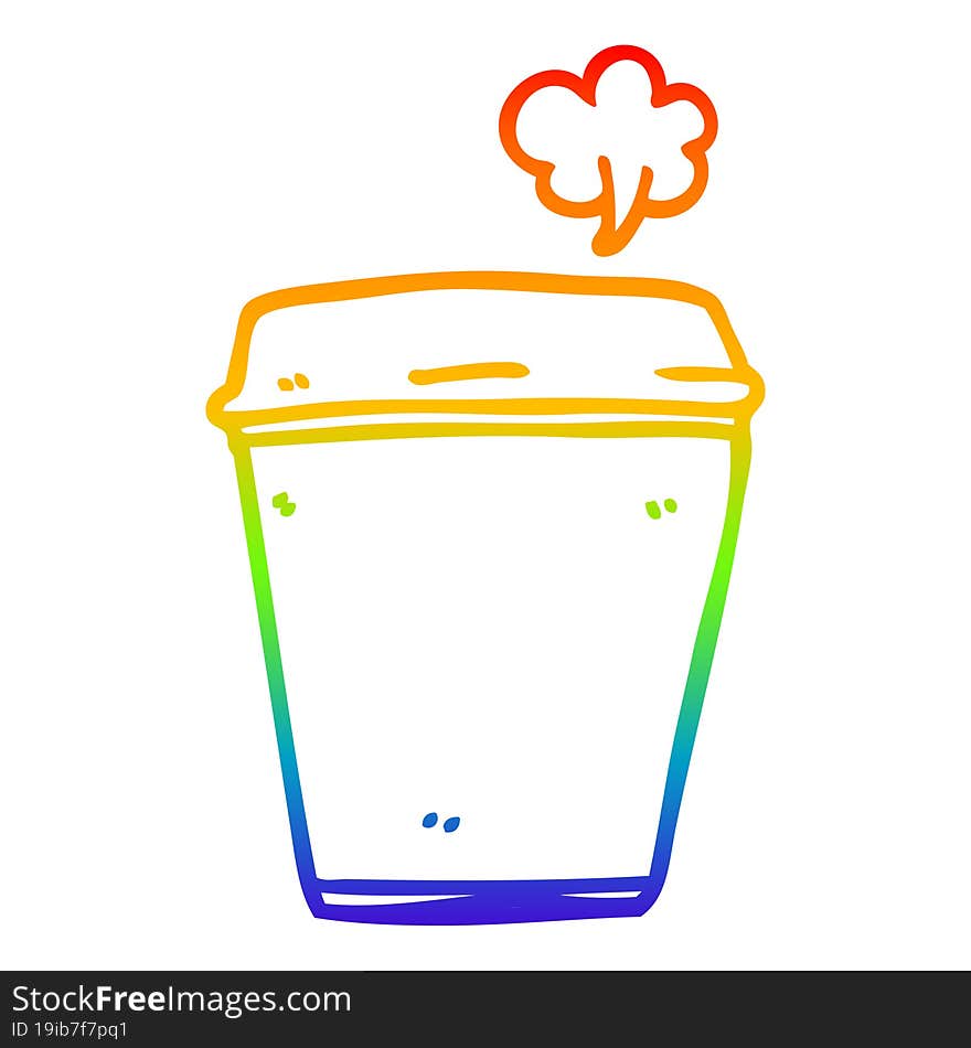 rainbow gradient line drawing cartoon coffee cup