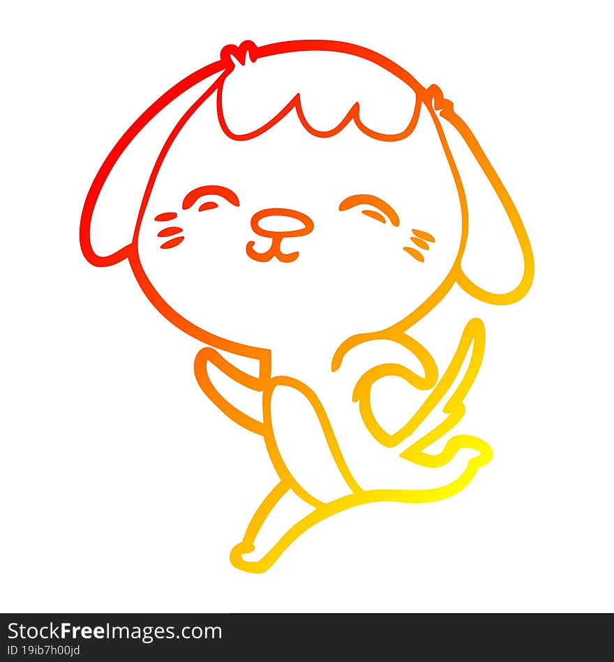 warm gradient line drawing happy cartoon dog