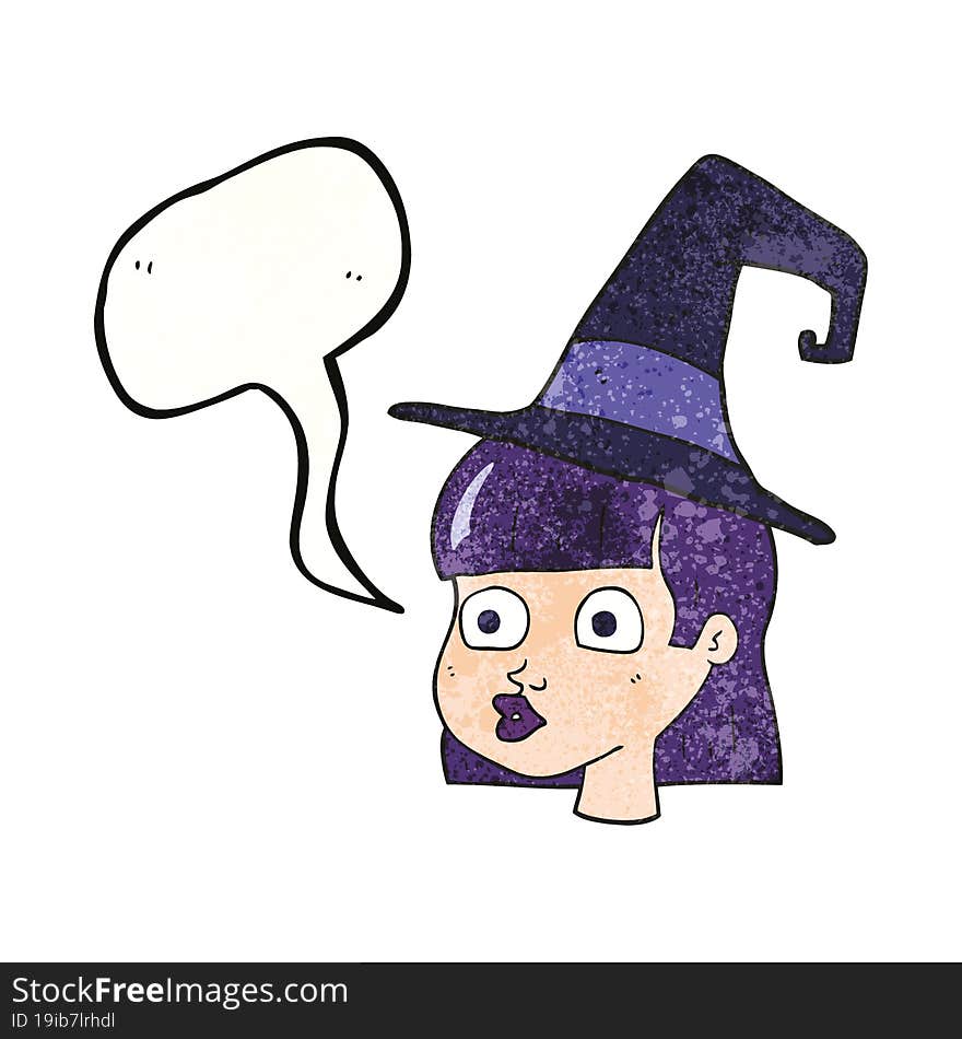 speech bubble textured cartoon witch