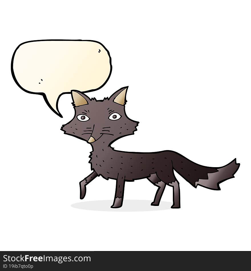 cartoon little wolf with speech bubble