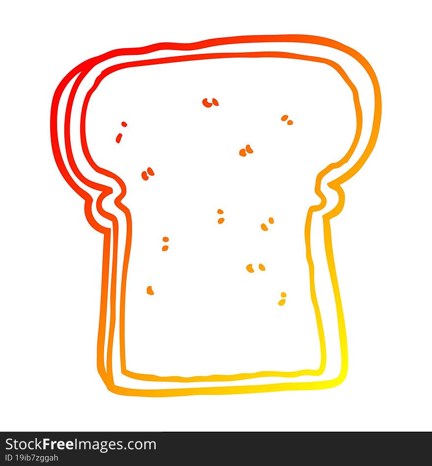 warm gradient line drawing cartoon slice of bread