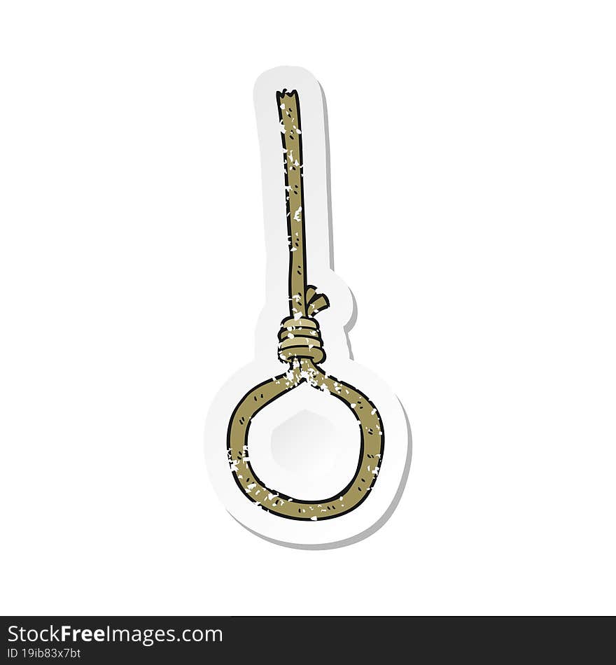 retro distressed sticker of a cartoon noose