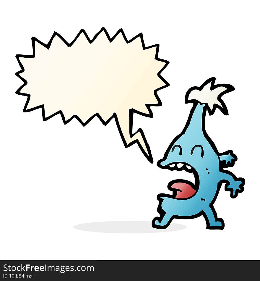 cartoon funny creature with speech bubble