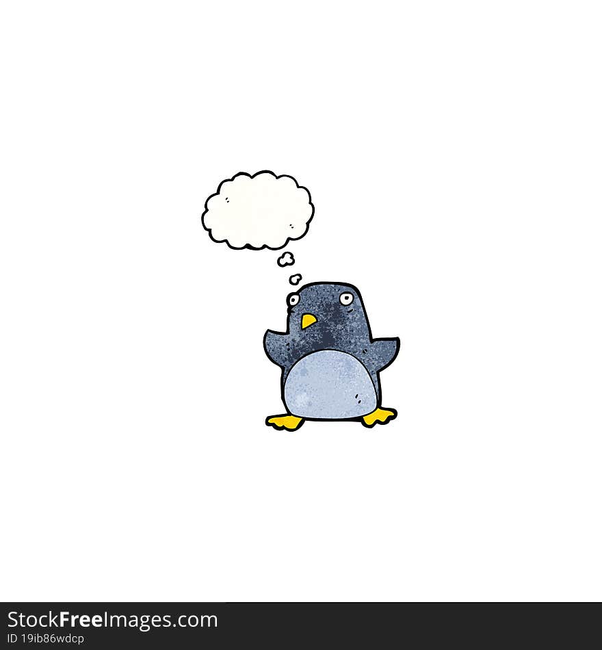 penguin with thought bubble cartoon