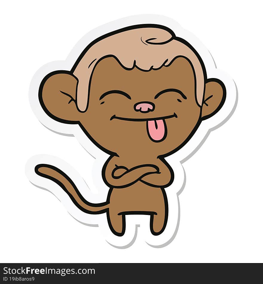 Sticker Of A Funny Cartoon Monkey